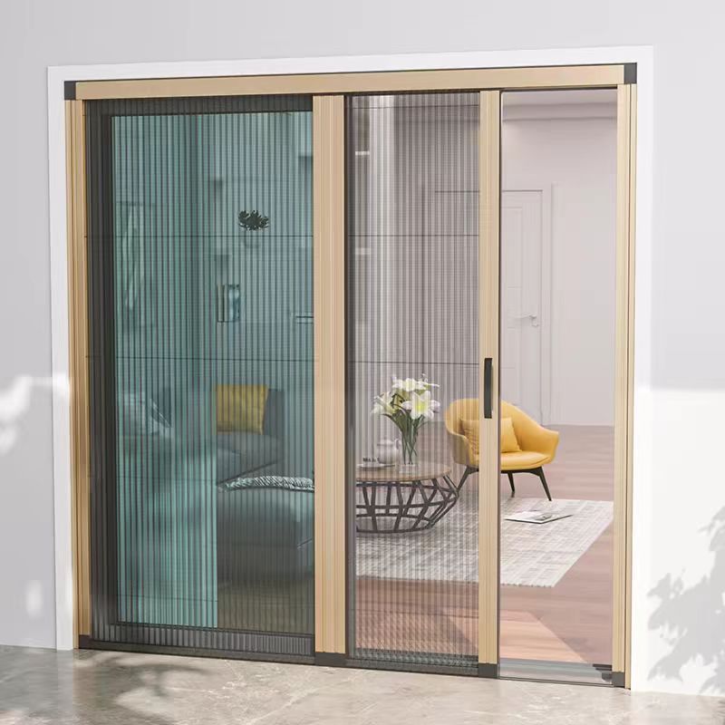 PET pleated mosquito screen mesh installed in sliding door system